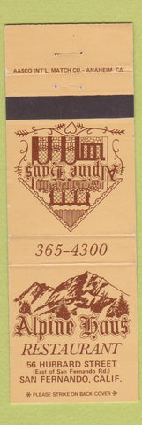 Matchbook Cover - Alpine Haus Restaurant San Fernando CA