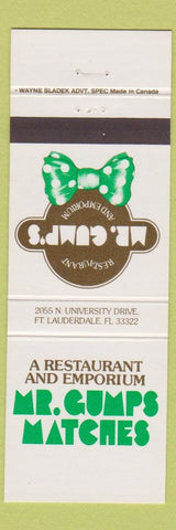 Matchbook Cover - Mr Gumps Restaurant Fort Lauderdale FL