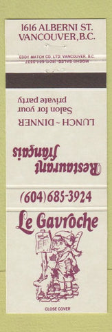 Matchbook Cover - Le Gavroche French Restaurant Vancouver BC