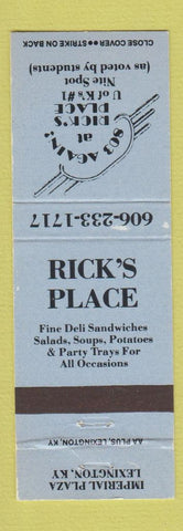 Matchbook Cover - Rick's Place Lexington KY WEAR