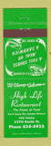 Matchbook Cover - High Life Restaurant Toronto ON