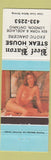 Matchbook Cover - Beef Baron Steak Strip Club London ON pinup