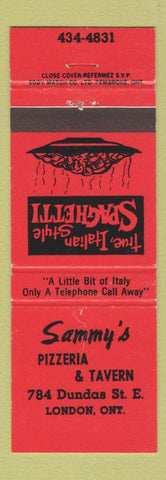 Matchbook Cover - Sammy's Pizza London ON