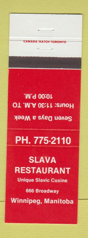Matchbook Cover - Slava Restaurant Slavic Winnipeg MB