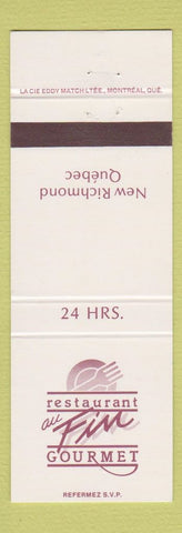 Matchbook Cover - Restaurant Au Fin Gourmet New Richmond QC