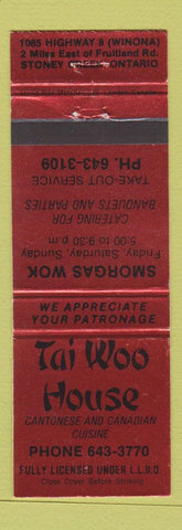 Matchbook Cover - Tai Woo House Chinese Stoney Creek ON