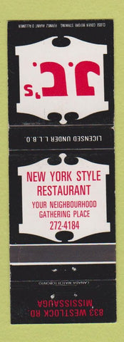 Matchbook Cover - New York Style Restaurant Mississauga ON