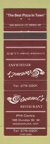 Matchbook Cover - Giovanni's Restaurant Pizza Mississauga ON