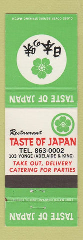Matchbook Cover - Tase of Japan Japanese Restaurant Toronto ON