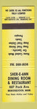 Matchbook Cover - Sher E Ann Restaurant Beausejour MB
