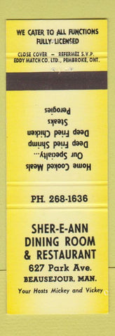 Matchbook Cover - Sher E Ann Restaurant Beausejour MB