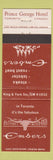Matchbook Cover - Embers Restaurant Prince George Hotel Toronto ON