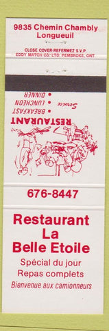 Matchbook Cover - Restaurant La Belle Etoile Longueuil QC
