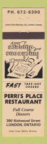 Matchbook Cover - Perri's Place London ON