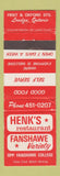 Matchbook Cover - Henk's Restaurant London ON WORN