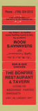 Matchbook Cover - Bonfire Restaurant Tavern Lindsay ON