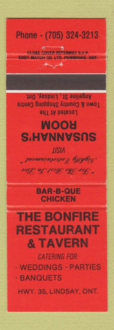 Matchbook Cover - Bonfire Restaurant Tavern Lindsay ON