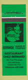 Matchbook Cover - Restaurant Chez Bernard Charlevoix QC GREEN