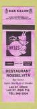 Matchbook Cover - Restaurant Rosselvita Lac St Jean QC PINK