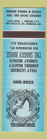 Matchbook Cover - Shaggy Horse Vancouver BC