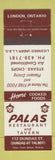 Matchbook Cover - Palas Restaurant London ON