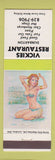 Matchbook Cover - Vickies Restaurant Dunbarton Canada pinup