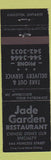 Matchbook Cover - Jade Garden Restaurant Kingston ON Chinese