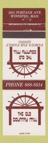 Matchbook Cover - Old Country Mill Restaurant Winnipeg MB