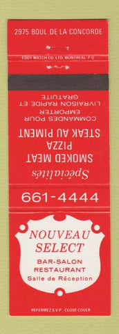 Matchbook Cover - Nouveau Select Bar Salon Restaurant QC