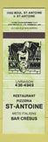 Matchbook Cover - St Antoine Pizza St Antoine QC GREEN