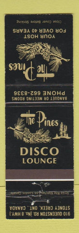 Matchbook Cover - Pines Disco Lounge Stoney Creek ON