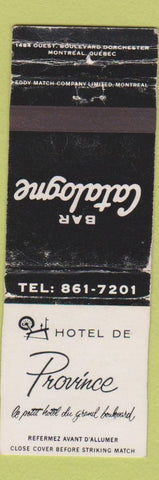 Matchbook Cover - Hotel De Province Montreal QC WORN
