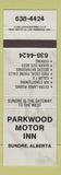 Matchbook Cover - Parkwood Motor Inn Sundre AB