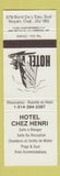 Matchbook Cover - Hotel Chez Henri Noyan QC