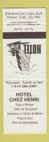 Matchbook Cover - Hotel Chez Henri Noyan QC