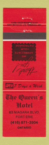 Matchbook Cover - Queen's Hotel Fort Erie ON