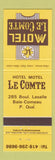 Matchbook Cover - Hotel Motel Le Comte Baie Comeau QC