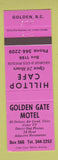 Matchbook Cover - Golden Gate Motel Hilltop Cafe Golden BC