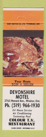 Matchbook Cover - Devonshire Motel Windsor ON