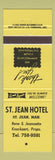 Matchbook Cover - St Jean Hotel St Jean MB