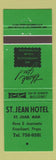 Matchbook Cover - St Jean Hotel St Jean MB GREEN