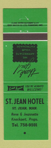 Matchbook Cover - St Jean Hotel St Jean MB GREEN