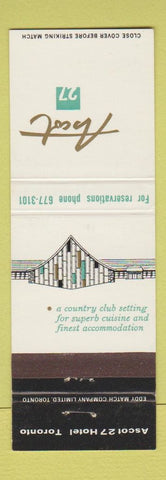 Matchbook Cover - Ascot 27 Hotel Toronto ON