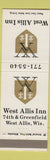 Matchbook Cover - West Allis Inn WI