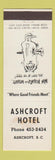 Matchbook Cover - Ashcroft Hotel BC STAINED