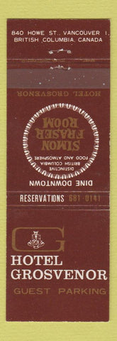 Matchbook Cover - Hotel Grosvenor Vancouver BC