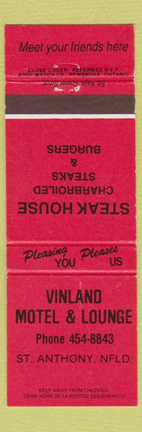 Matchbook Cover - Vinland Motel Lounge St Anthony NF