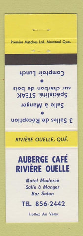Matchbook Cover - Auberge Cafe Riviere Ouelle QC