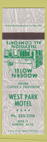 Matchbook Cover - West Park Motel Sundre AB