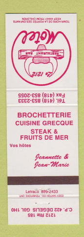Matchbook Cover - Le 1212 Restaurant Motel Degelis QC